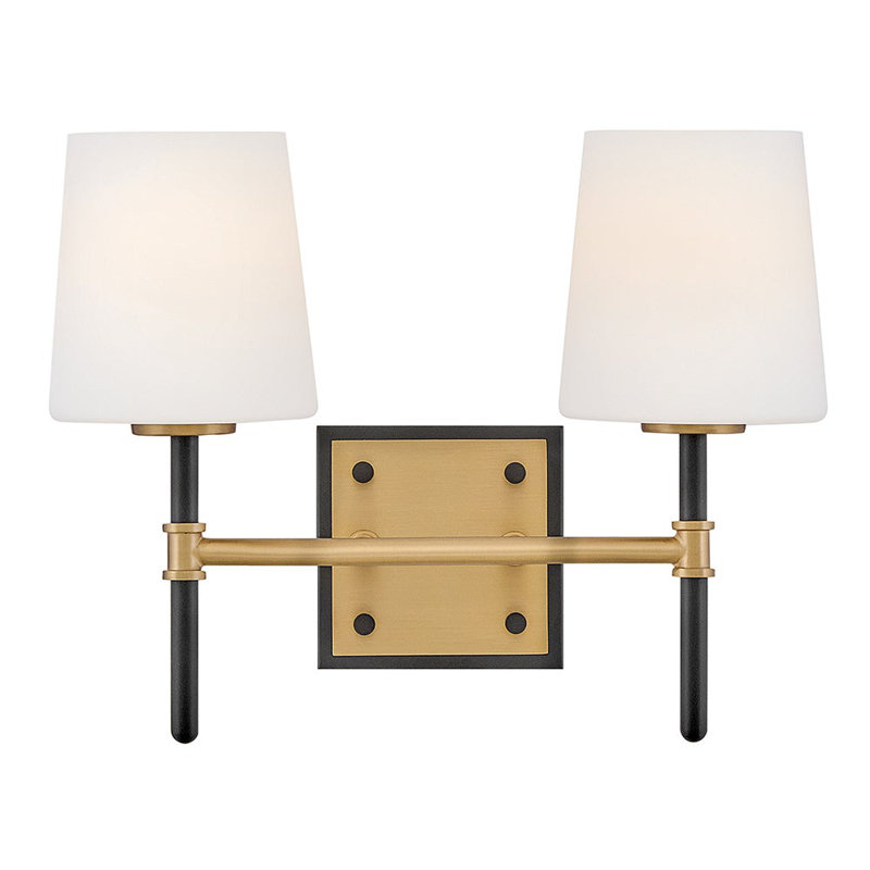 Saunders 2 - Light Bath Sconce, Black/Lacquered Brass