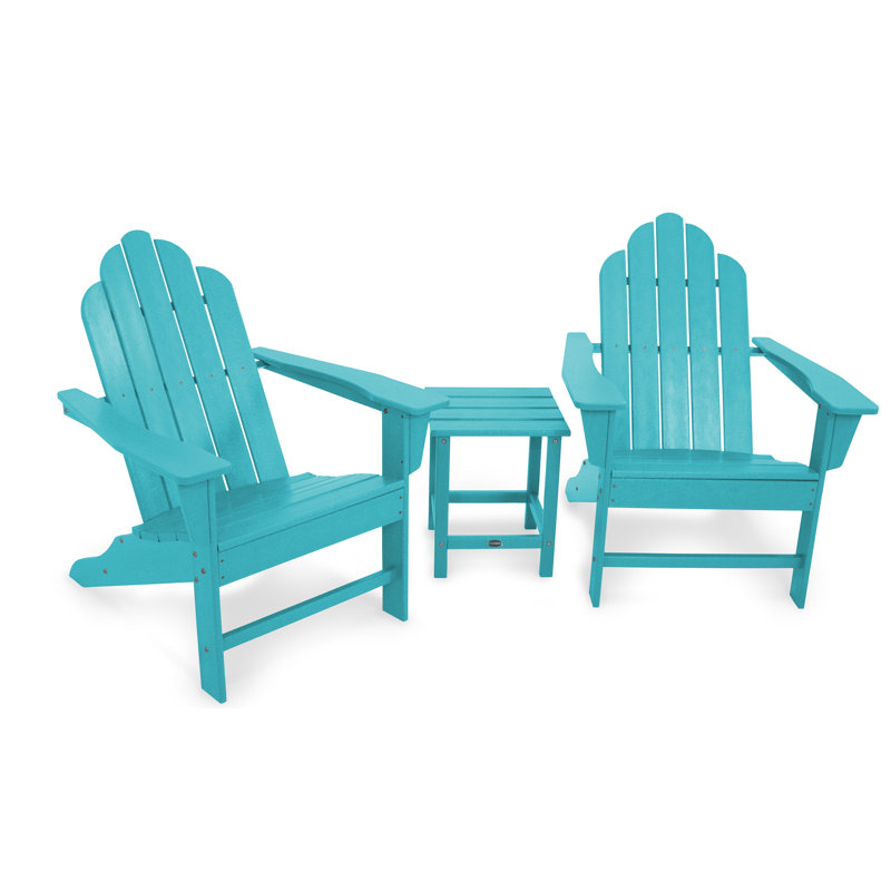POLYWOOD Long Island Adirondack 3-Piece Set, Aruba