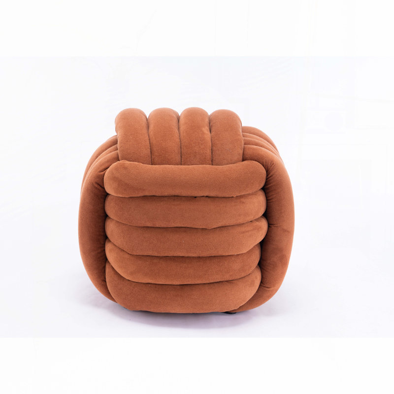 Ottoman Makeup Stool Footstool, Orange Chenille