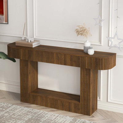 62.9-Inch Long, Console table, wooden rectangular sofa table behind the sofa, farmhouse entryway table, corridor, living room.Narrow Hallway AccentTab