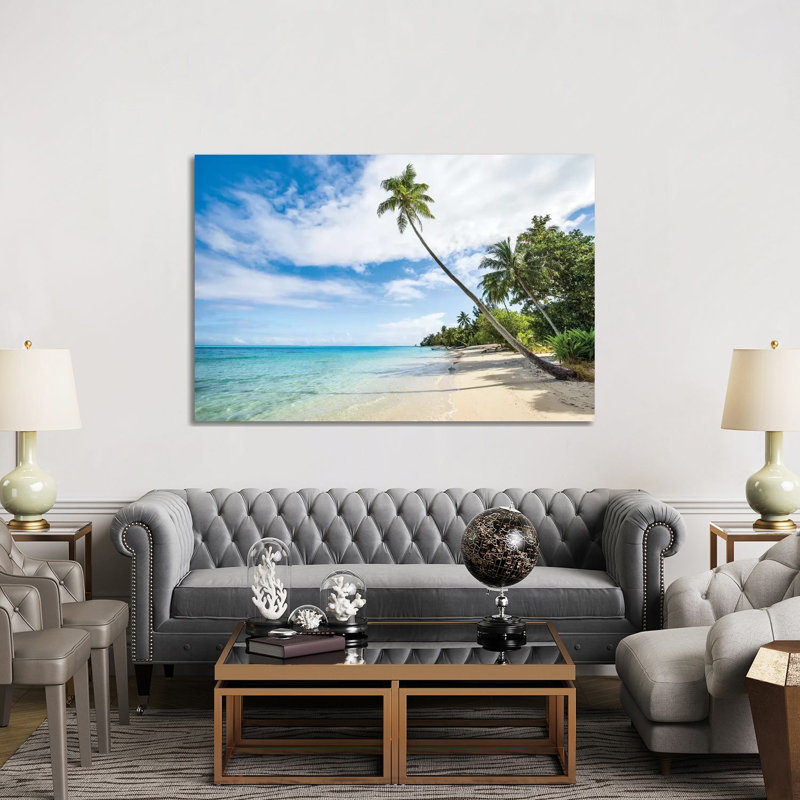 Palm Tree At The Beach On A Tropical Island In The South Sea by Jan Becke - Wrapped Canvas Print, 152.5 cm H x 101.5 cm W