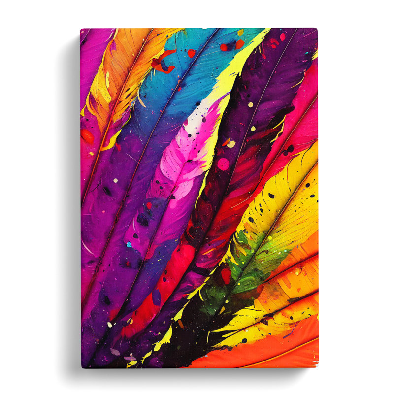 Painted Feathers No.4 - Wrapped Canvas Painting, 50cm H x 35cm W x 3cm D