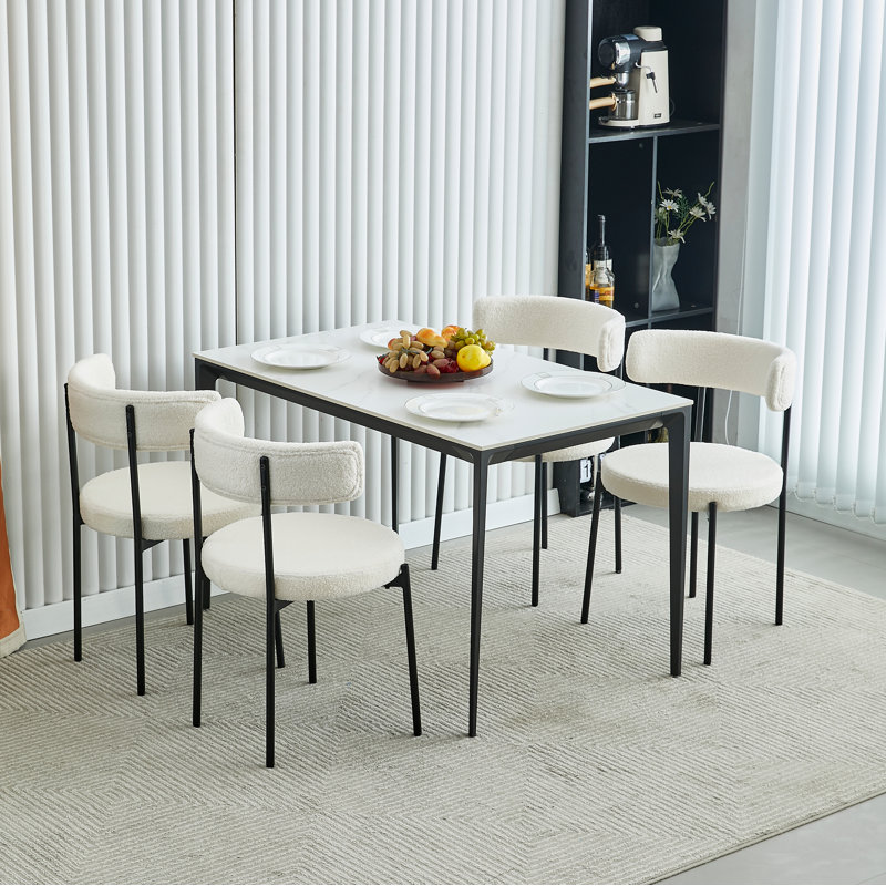 55.9 cm H Fabric Side Chair in White