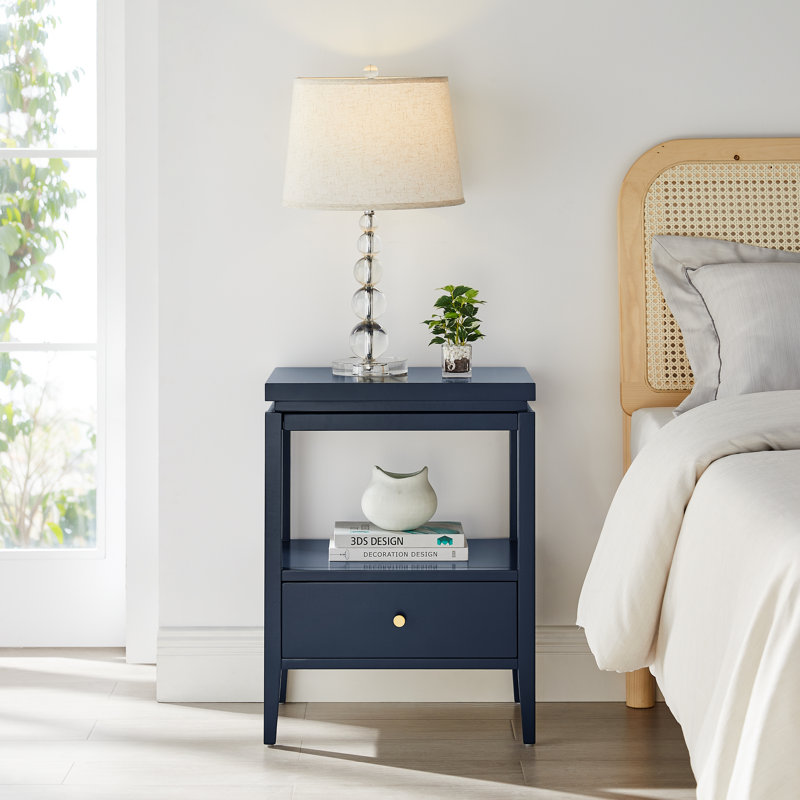 Opava 1-Drawer Nightstand, Blue