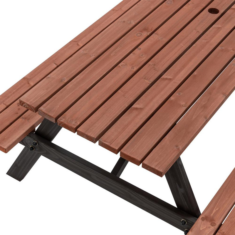 Rectangular 6 Person 75" Long Picnic Table Set with Umbrella Hole