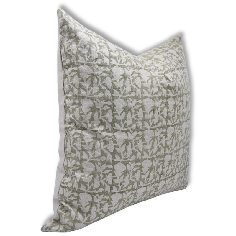 Linen Pillow Cover, 14"H x 14"W, Pink Floral 1, Square