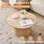 Table basse ronde moderne 31,5 po avec base en piédestal, finition grain de bois, naturel-443361511