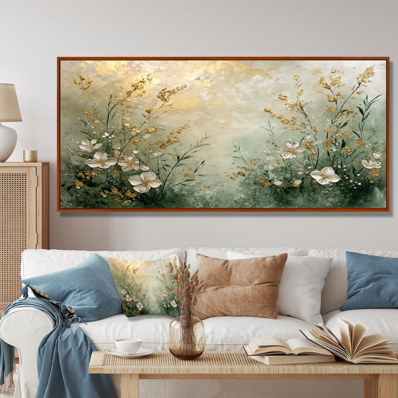 Ishaani Wildflowers Spring Symphony Fury III - Art mural fleurs sauvages, Brun, H 28 po x l 60 po