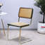 Ensemble de 2 chaises de salle à manger empilables, cuisine moderne en bois de rotin et chrome