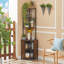 5-Tier Bookshelf Corner Shelf with Door and Storage Shelves, Tall Storage Cabinet, Display Shelves Rack For Living Room, Kitchen
