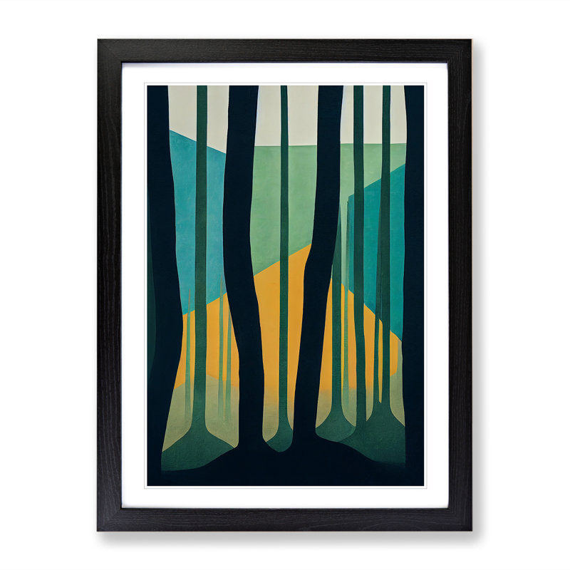 Powerful Forest Abstract - Single Picture Frame Print, 64cm H x 46cm W, Black