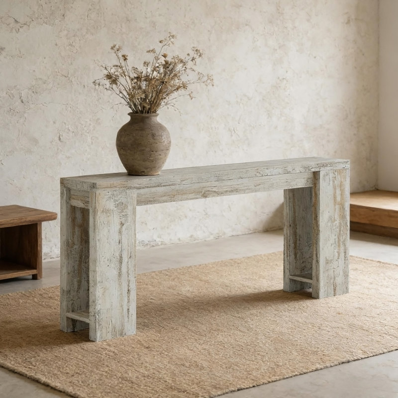 Table d'entrée en bois, console, canapé, White, White, White