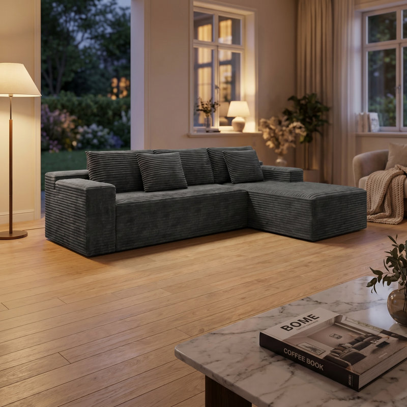 Canapé modulaire modulaire, Gris, Orienté à droite