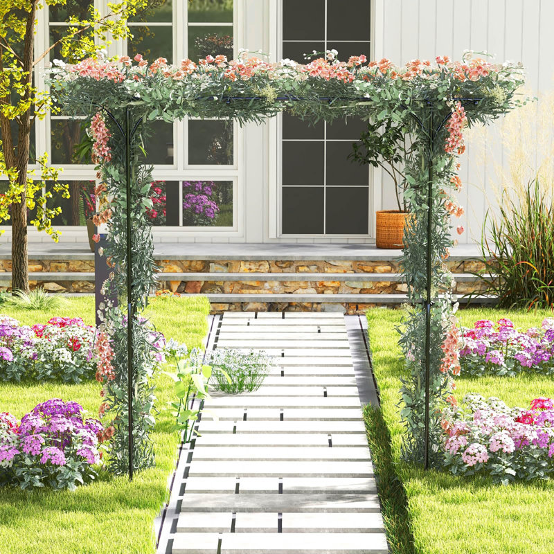 205cm W x 52cm D Metal Arbour, Black