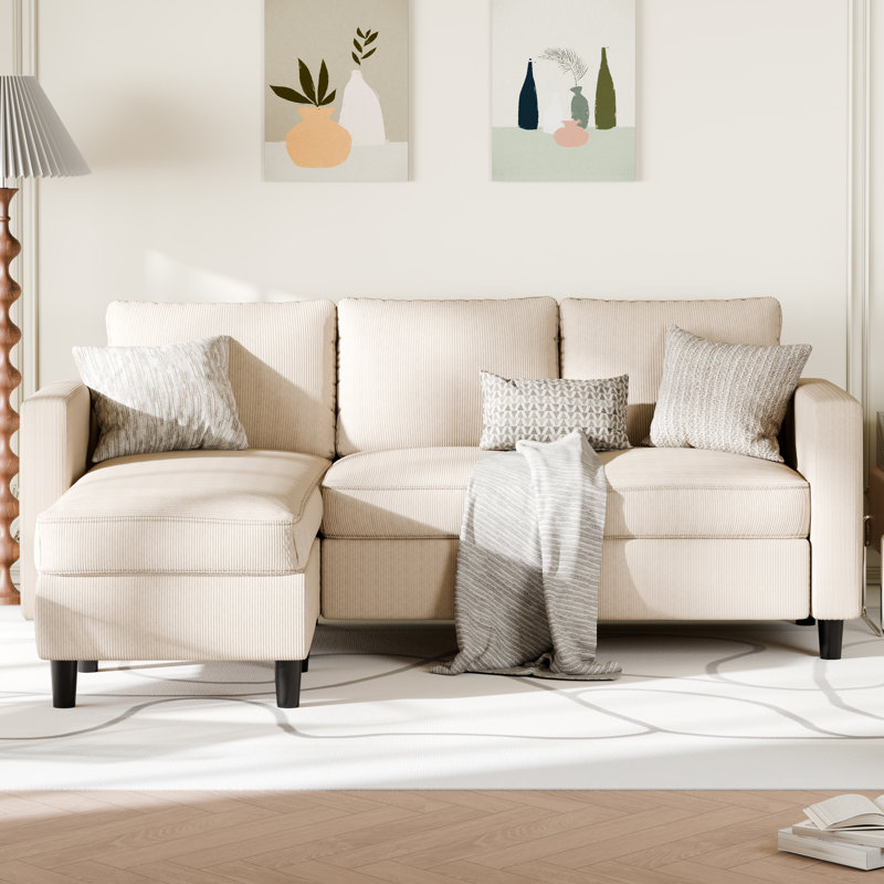 Canapé modulaire rembourré 73,6 po Coito, Mélange de polyester beige