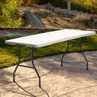 Table pliante en métal, table de pique-nique portable d'intérieur et d'extérieur
