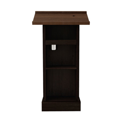 Piquet en bois, lutrin en bois de 44 po de hauteur avec support pour micro, 1 tablette coulissante avec porte-gobelet et 1 tablette fixe