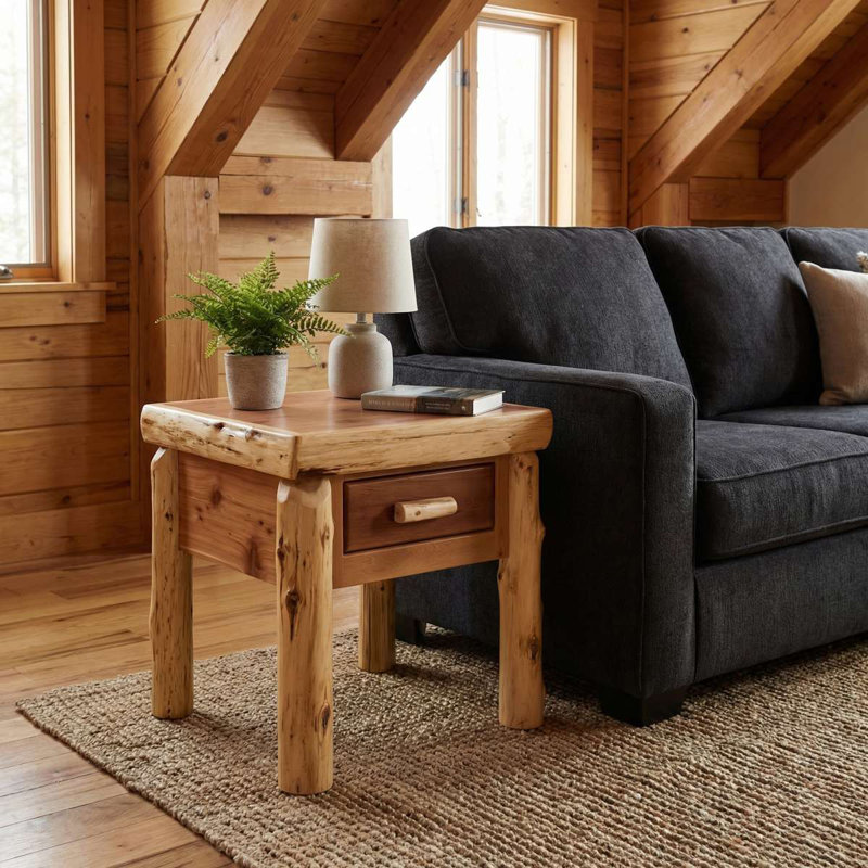 Table de bout Fireside Lodge Cedar Log