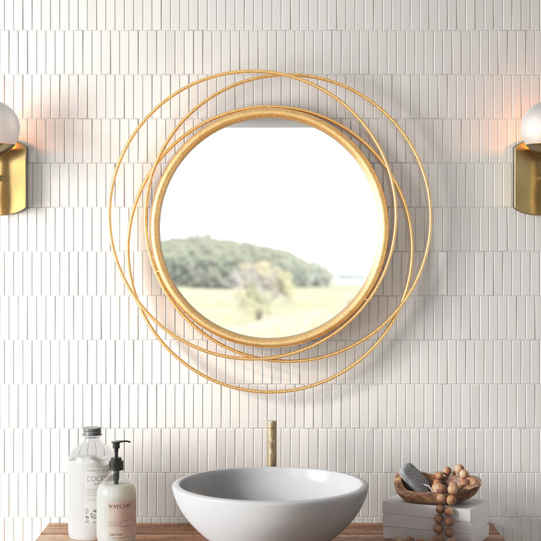 Ansley Round Metal Modern Wall Mirror Mercury Row® 