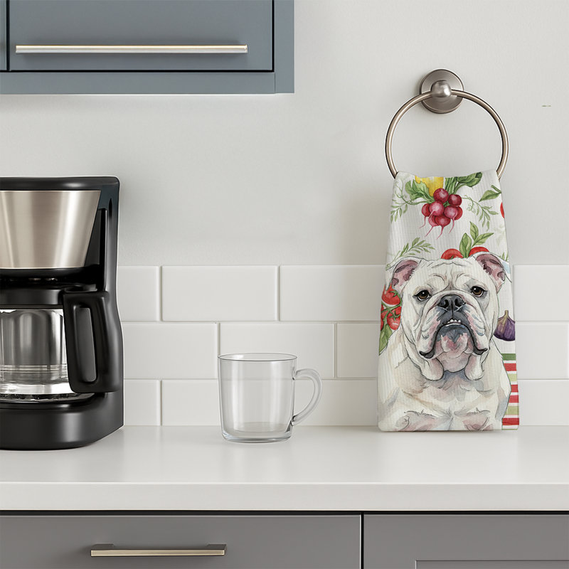 Serviette de cuisine White White Bulldog, White English Bulldog