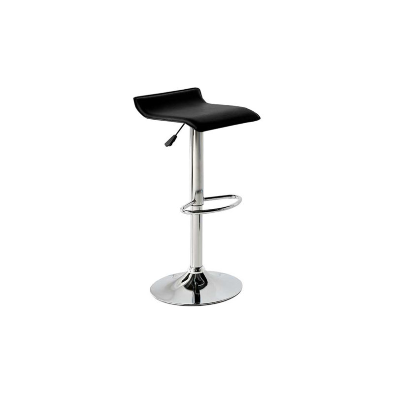 Tympanick Swivel Upholstered and Faux Leather Adjustable Height Bar Stool with Iron Frame, Black