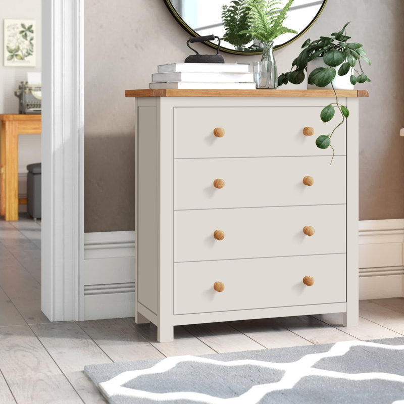 Pompey 90 cm W Chest of 4 Drawers, Off-White