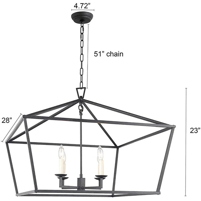 Lustre géométrique à 4 lumières Phulbi