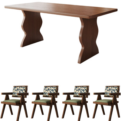 Ensemble de salle à manger en bois de frêne brun