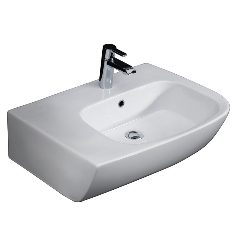 Lavabo de salle de bain vasque rectangulaire en porcelaine vitreuse avec trop-plein Elena