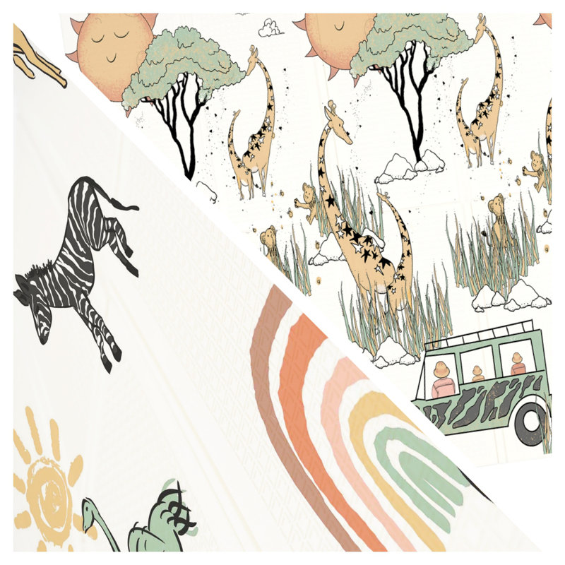 Large Safari Waterproof Foam Padded Play Mat for Babies