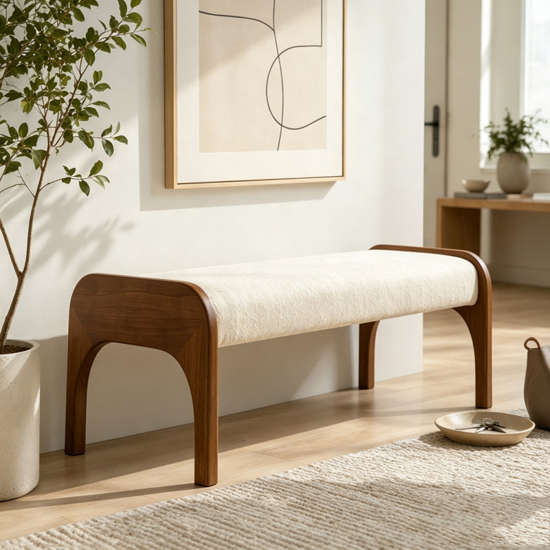 Banc long rembourré 50,25 po, Beige