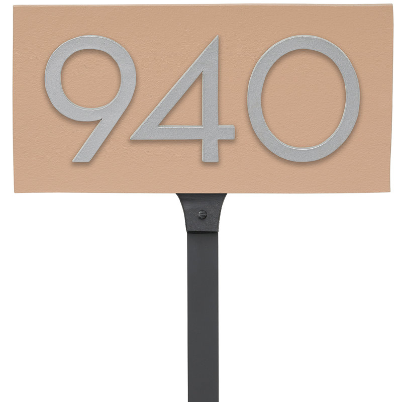 Enseigne d’adresse flottante sur 1 ligne, Argent, Oui, Taupe