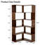 Bibliothèque d'angle à 6 niveaux, bibliothèque en L de 66 po de hauteur avec chicane, tablette d'angle autoportante, bibliothèque en bois avec tablettes ouvertes pour le salon, la chambre à coucher, le bureau personnel, noyer-1068885880
