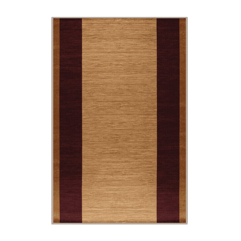 Tapis brun à rayures horizontales lavable à la machine, Rectangle 2 pi x 3 pi
