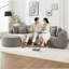 109 Inch Cloud Sectional Couch, Boneless Sofa For Living Room, Corduroy Modular Couch With L Shape Chaise, Modern Compressed Sofa In A Box, Memory Foam Filling (LIGHT GREY)-717240775