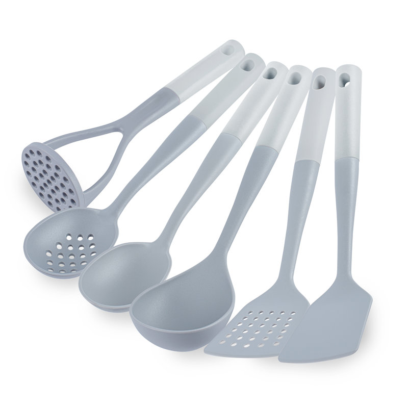 Ensemble d'ustensiles de cuisine en silicone de 10 pièces antidérapants 6 pièces, accessoires de cuisine résistants à la chaleur et au lave-vaisselle, ustensiles de cuisine gris et blanc durables