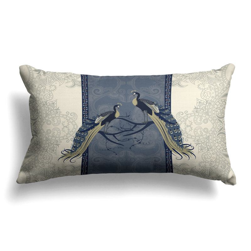 Enchanted Peacock  Rectangular Throw Pillow, Blue/Green