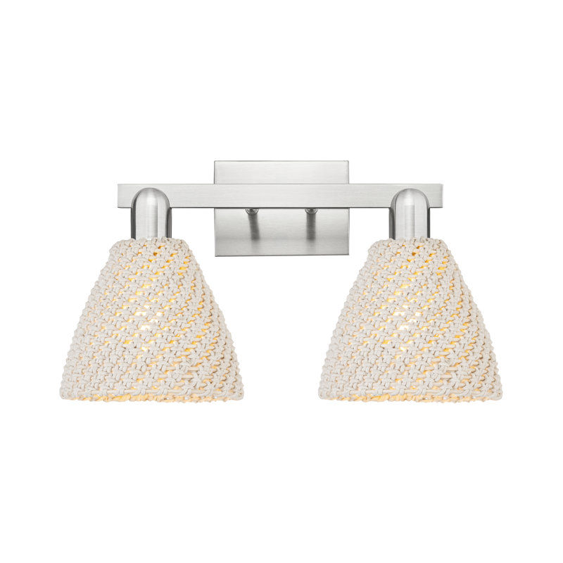 Éclairage pour meuble-lavabo avec abat-jour en fibres naturelles Ciesla, H 11,25 po x l 16 po x P 8 po, Nickel satiné