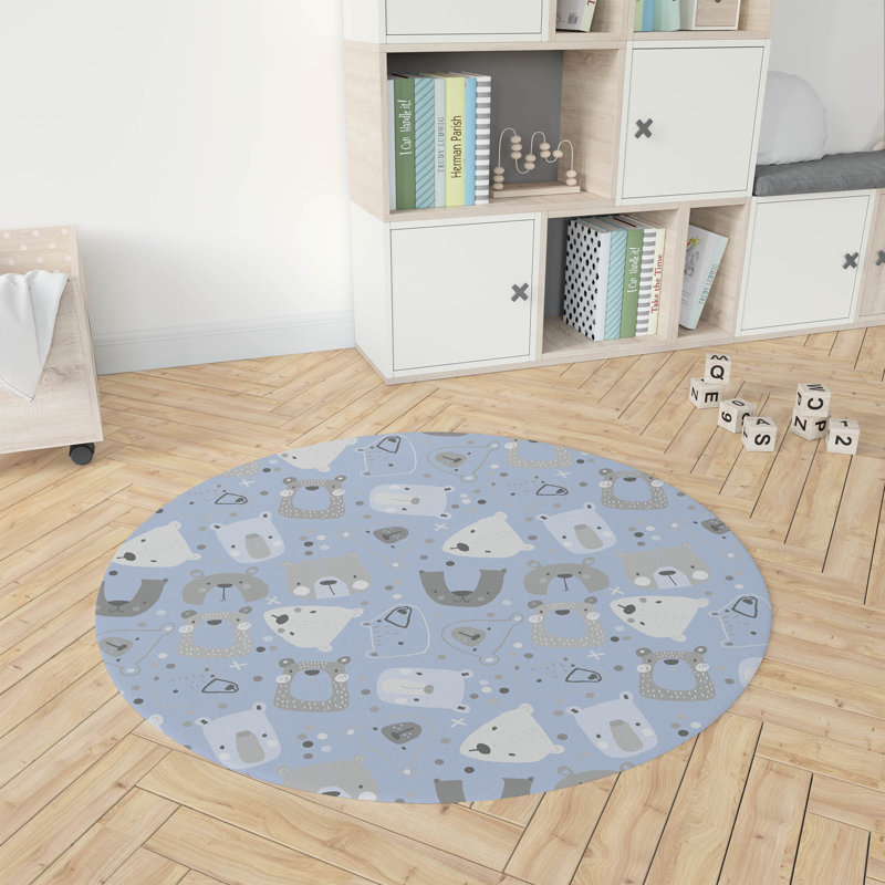 Bear Face Kids Play Mat, Round 5'