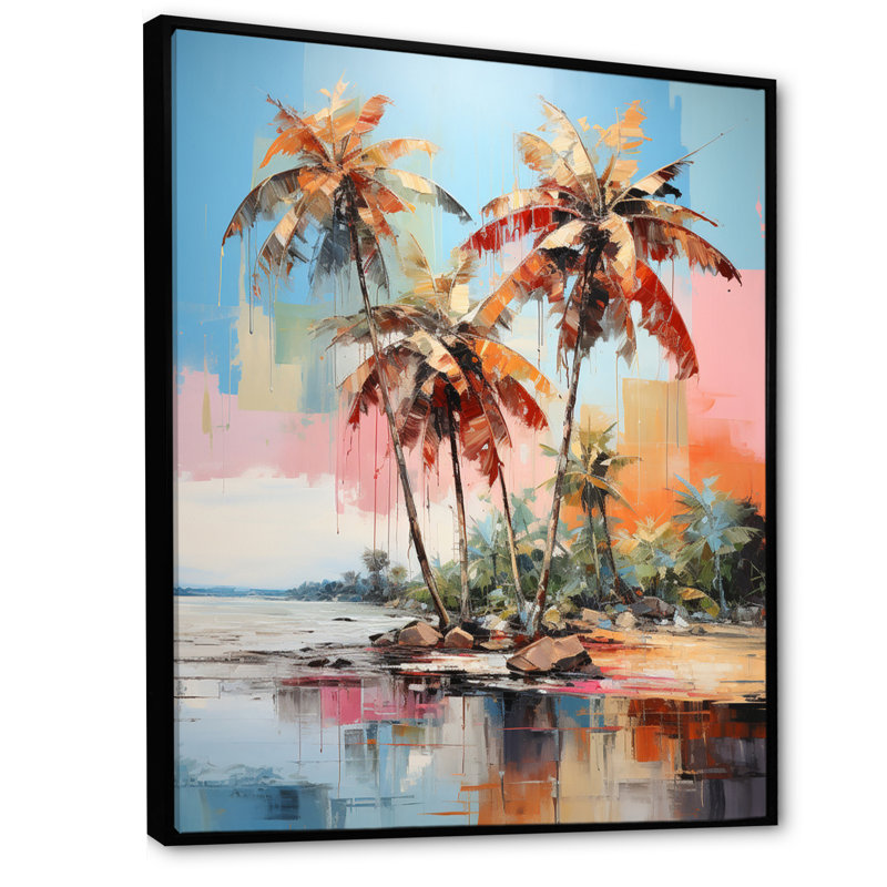 «Luby Palm Trees Tropical Minimalisme», reproduction d'art sur toile, H 32 po x l 16 po x P 1 po, Cadre flottant noir