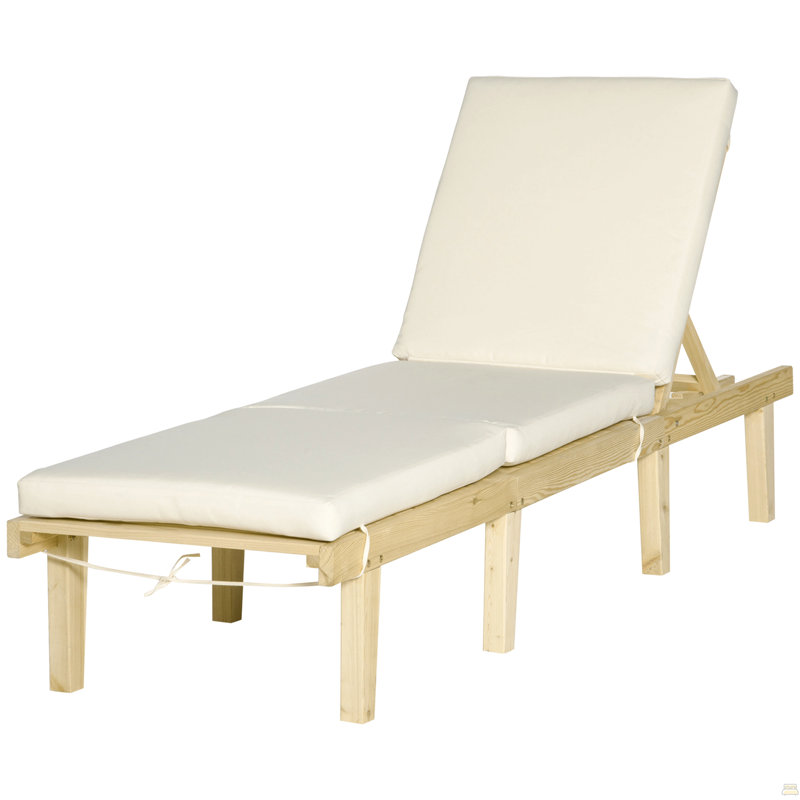 Chaise Lounge Chair For Outdoor, Patio Recliner With 4-Position Adjustable Backrest And Cushion