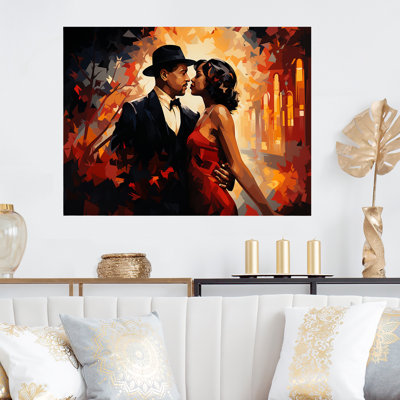 Rouge et orange, couple de Harlem Renaissance Jazz - art mural en métal Harlem Renaissance