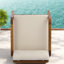 Chaises longues pour patio Lb, coussins crème en bois d'acacia, porche moderne
