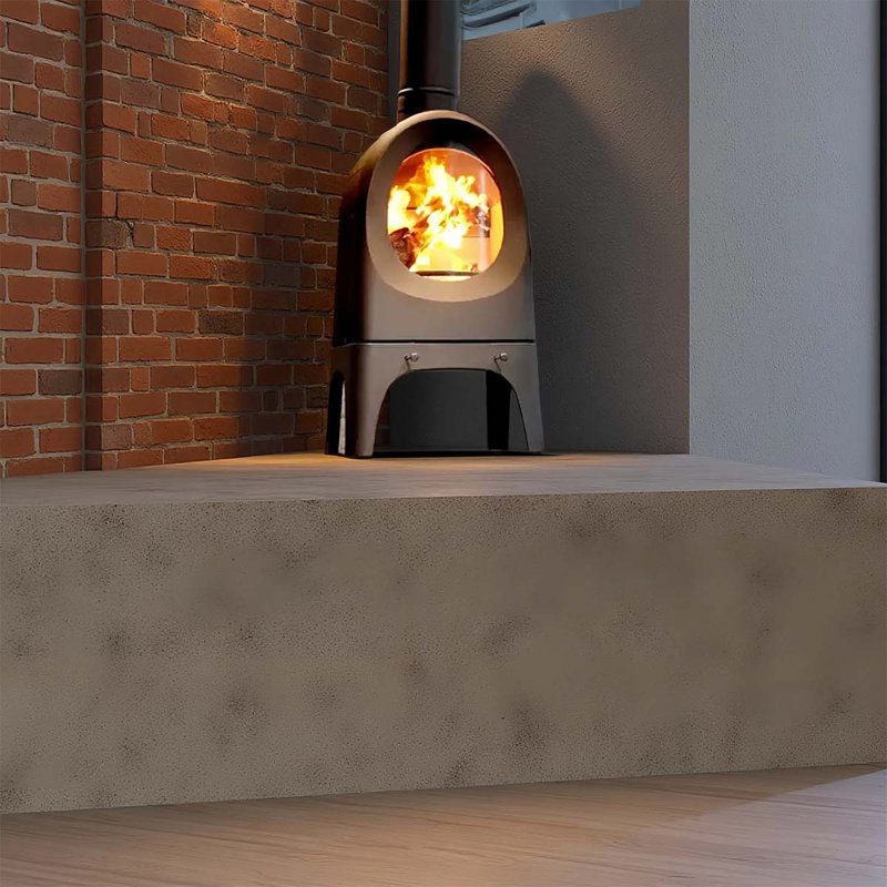 Curved household metal and wood stove