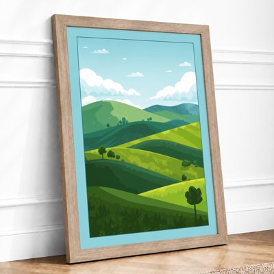 Rolling Green Landscape Modern - Framed Print