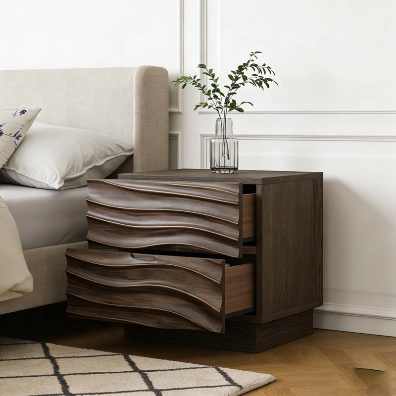 Ensemble de tables de chevet en bois massif, Brun
