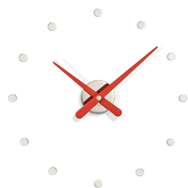 Rodón Mini L Metal Analog Wall Clock, Red