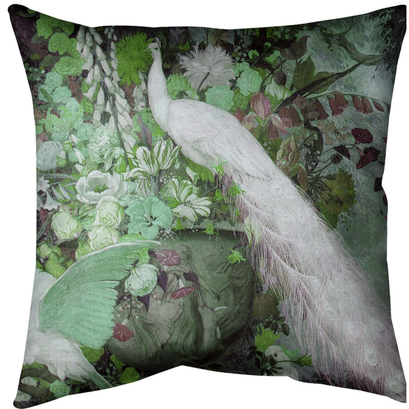 Coussin Peacock, Vert, 16 po x 1 po, Polyester filé