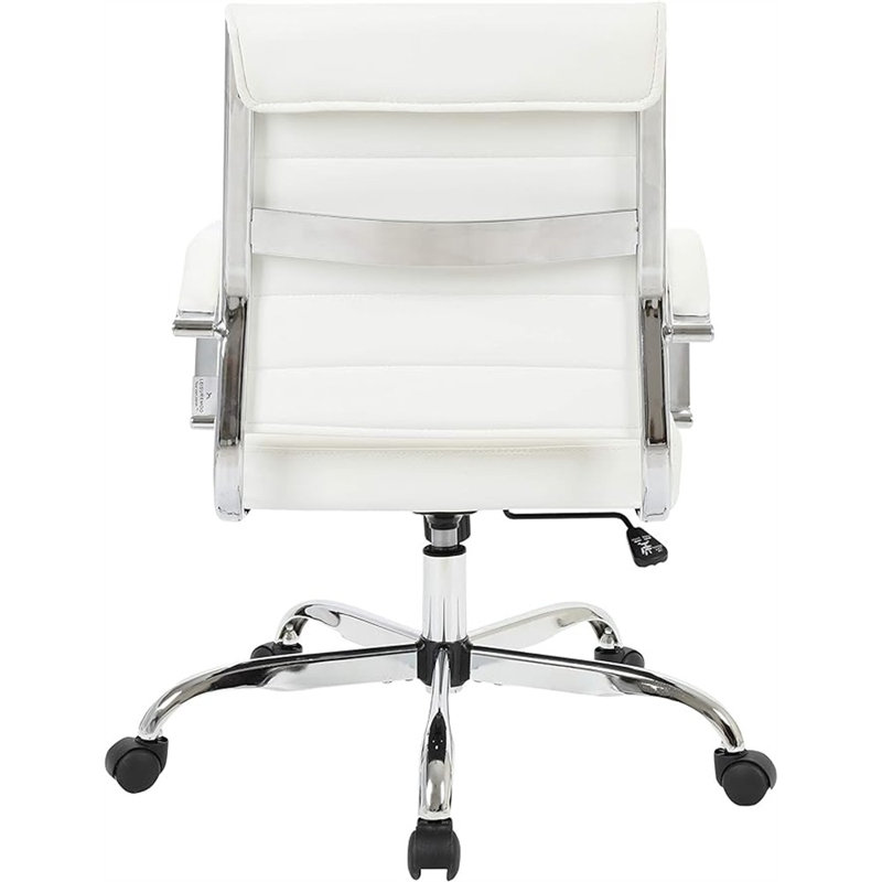 Fauteuil de bureau en cuir LeisureMod Benmar, Blanc