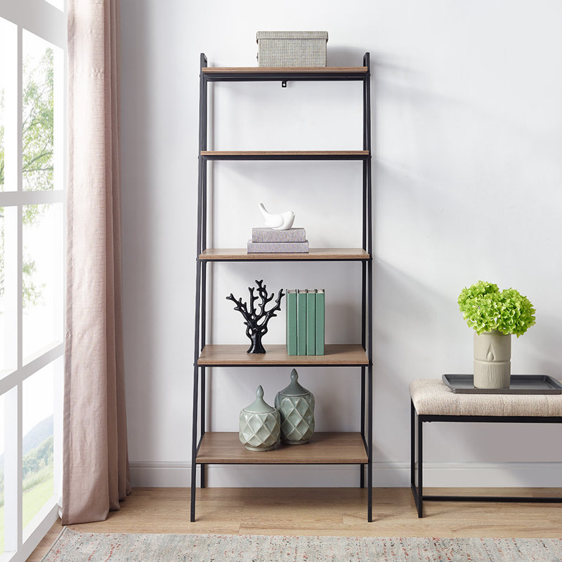 Little Italy Metal Ladder Bookcase, Mocha